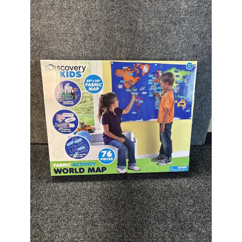 Discovery Kids~Fabric Activity World Map~76 Pcs~Homeschool Kids School Fun